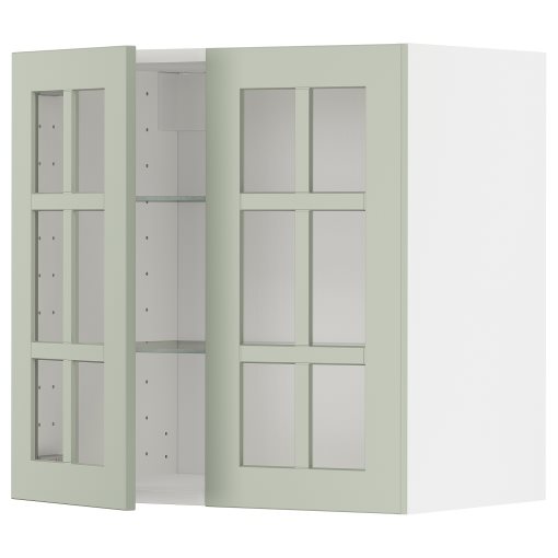 METOD, стенен шкаф с рафтове/2 стъкл. врати, 494.864.82