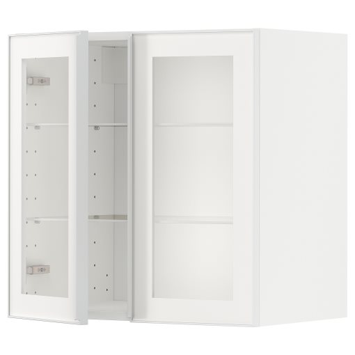 METOD, стенен шкаф с рафтове/2 стъкл. врати, 494.905.54
