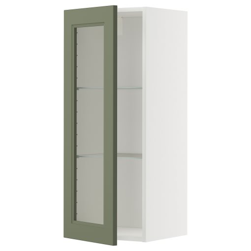 METOD, стенен шкаф с рафтове/стъкл.врата, 495.177.37