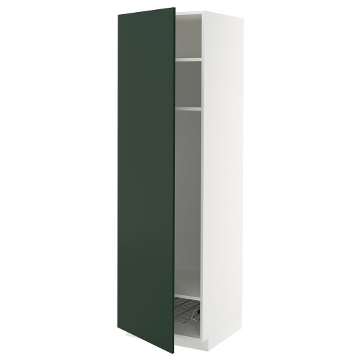 METOD, висок шкаф с рафтове/тел. кошница, 495.574.55