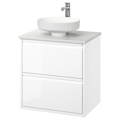 ÄNGSJÖN/LERSJÖN, шкаф за мивка+чекмеджета/мивка/смесител, 495.712.82