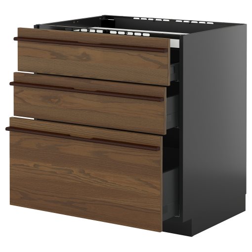 METOD/KNIVSHULT, долен шкаф за вграден котлон/3 чела/3 чекмеджета, 495.880.51