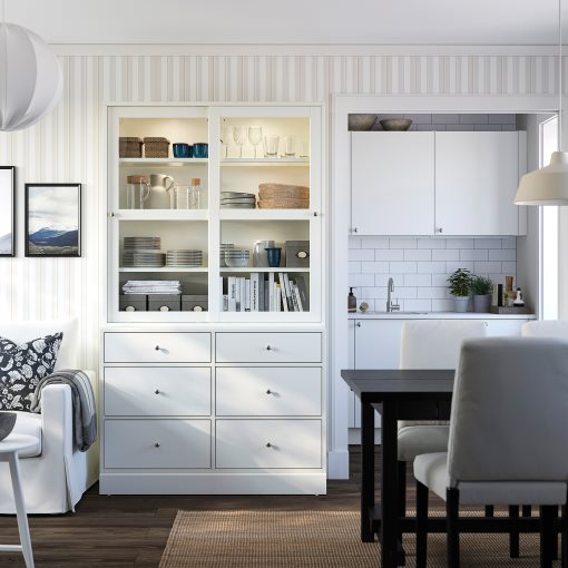 HAVSTA, комб. артикул за съхранение със стъкл. врати, 495.974.61