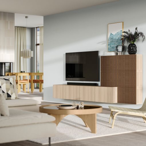 BESTÅ, комбинация за съхранение, аудио/видео, 300x42x114 см, 496.120.89