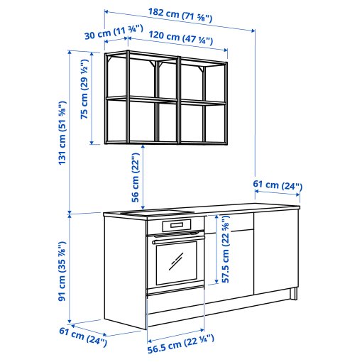 KNOXHULT, кухня, 180x61x220 см, 496.149.41