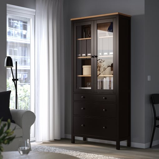 HEMNES, витрина с 3 чекмеджета, 504.522.97