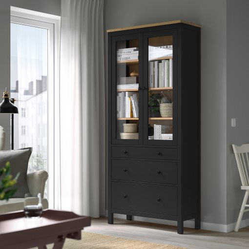 HEMNES, витрина с 3 чекмеджета, 504.522.97