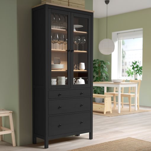HEMNES, витрина с 3 чекмеджета, 504.522.97