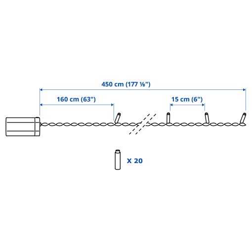 GETKÅL, LED гирлянда, на батерии/на открито, 506.028.76