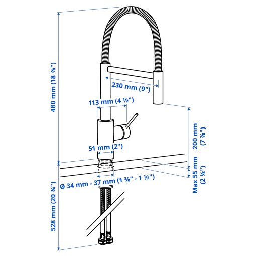 SALLSJÖN, изтеглящ се кухненски смеситил със струйник, 506.045.59
