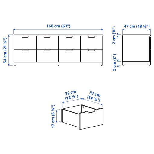 NORDLI, скрин с 8 чекмеджета, 592.395.04