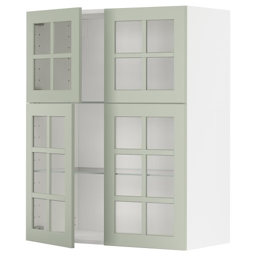 METOD, стенен шкаф с рафтове/4 стъкл. врати, 594.868.01