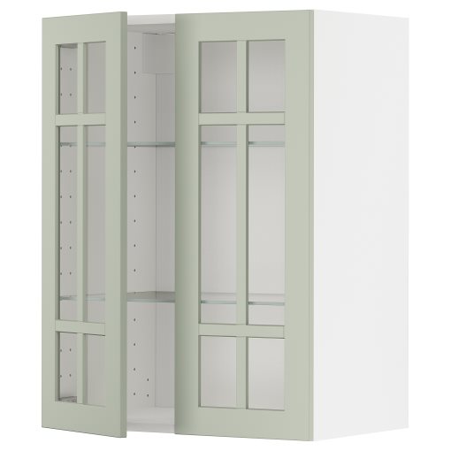 METOD, стенен шкаф с рафтове/2 стъкл. врати, 594.871.55
