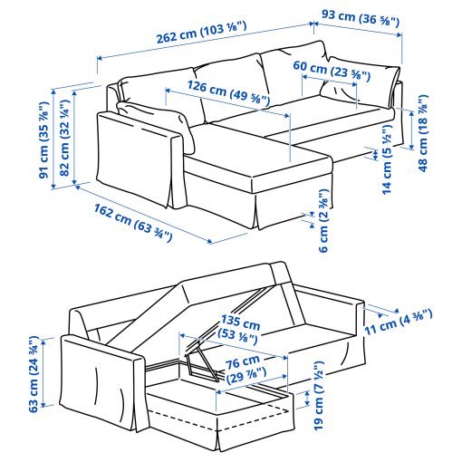 HYLTARP, 3-местен диван с лежанка, отляво, 594.896.92