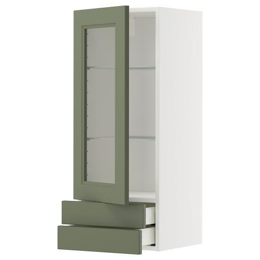 METOD/MAXIMERA, стенен шкаф + стъклена врата/2 чекм., 595.180.67