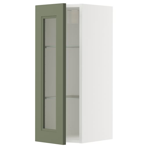 METOD, стенен шкаф с рафтове/стъклена врата, 595.184.87
