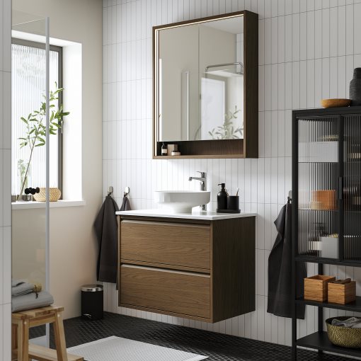 ÄNGSJÖN/LERSJÖN, шкаф за мивка+чекмеджета/мивка/смесител, 595.712.86