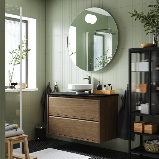 ÄNGSJÖN/LERSJÖN, шкаф за мивка+чекмеджета/мивка/смесител, 595.712.91