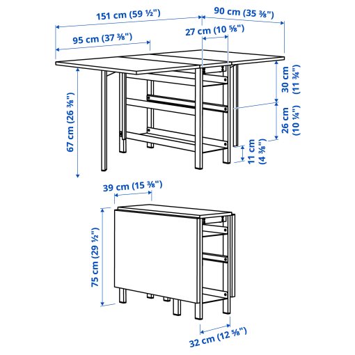 VIHALS/VIHALS, маса с 2 сгъваеми стола, 595.902.56