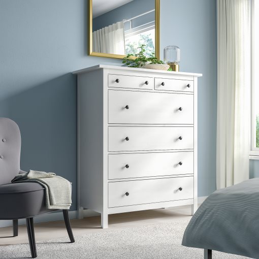 HEMNES, скрин с 6 чекмеджета, 108x130 см, бяло обагряне, 602.392.73
