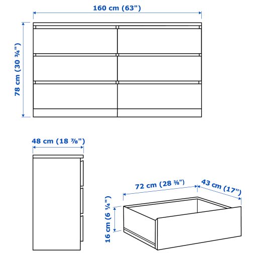 MALM, скрин с 6 чекмеджета, 604.035.84