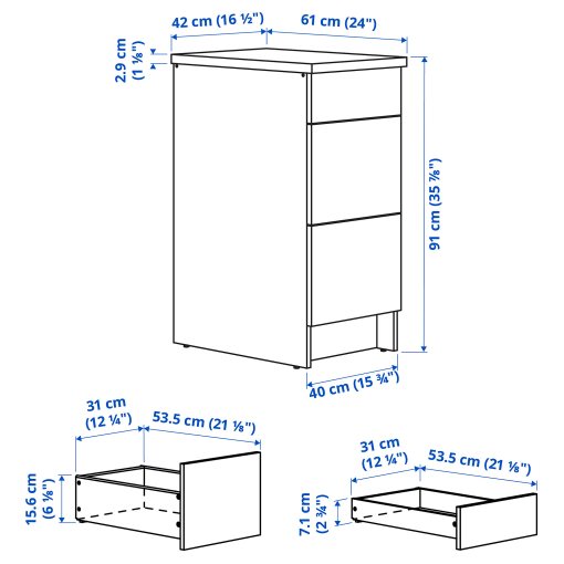 KNOXHULT, долен шкаф с чекмеджета, 605.887.85