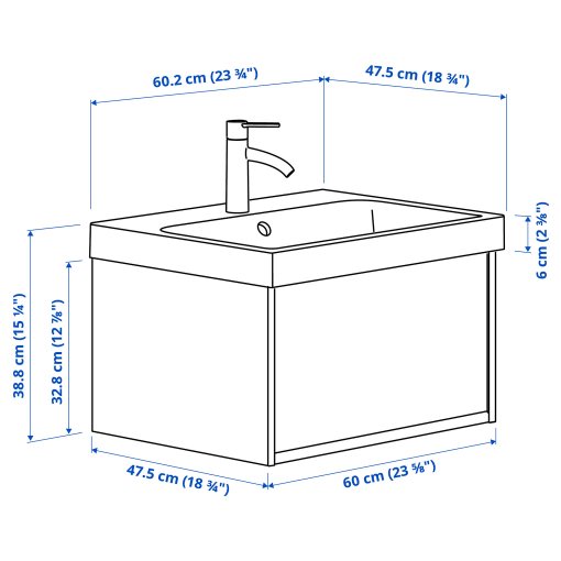 ANGSJON/BACKSJON, шкаф с чекмедже/мивка/смесител, 695.140.40