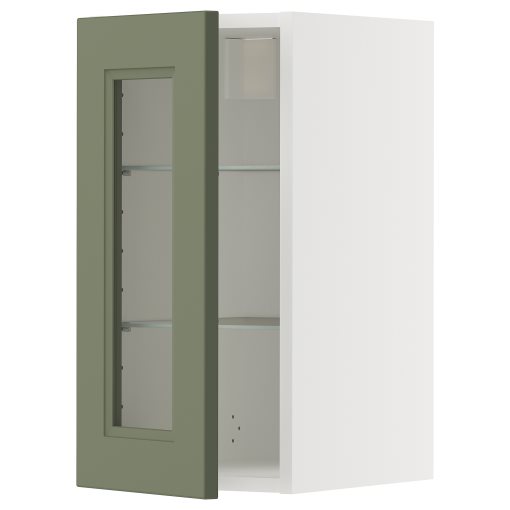 METOD, стенен шкаф с рафтове/стъклена врата, 695.173.26