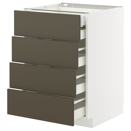 METOD/MAXIMERA, долен шкаф с 4 чела/2 ниски + 3 средни чекмеджета, 695.587.98