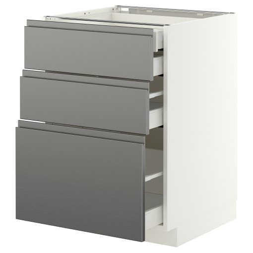 METOD/MAXIMERA, долен шкаф с 3 чела/2 ниски + 1 средно + 1 вис. чекм., 60x60 см, 696.278.67
