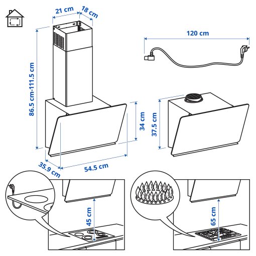 STACKBO, аспиратор за стенен монтаж, IKEA 300, 706.023.71