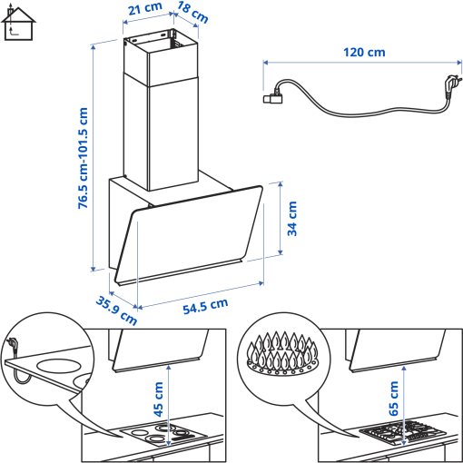STACKBO, аспиратор за стенен монтаж, IKEA 300, 706.023.71