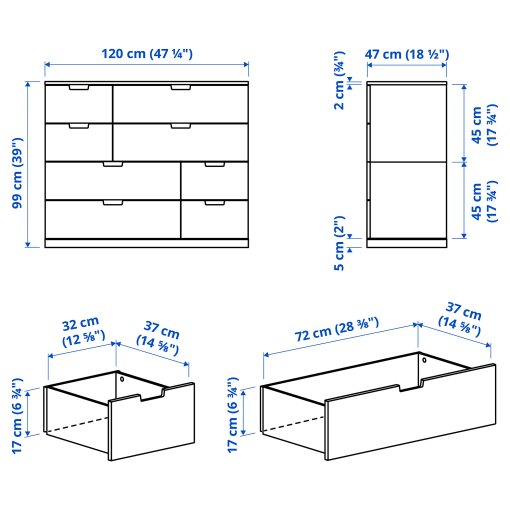 NORDLI, скрин с 8 чекмеджета, 792.395.03