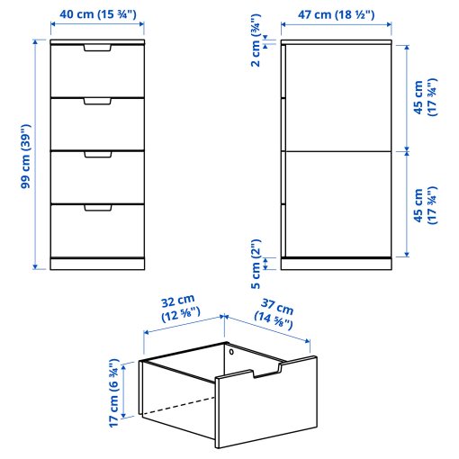 NORDLI, скрин с 4 чекмеджета, 792.398.43