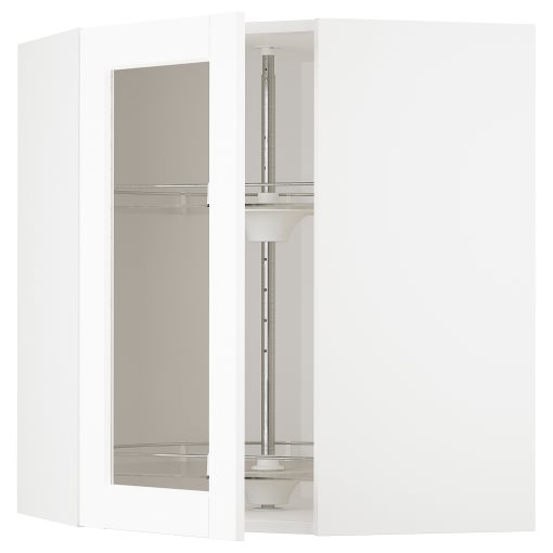 METOD, Ъглов стен шкаф+въртящ механизъм/стъклена врата, 794.736.09