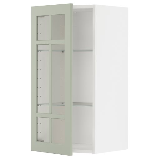 METOD, стенен шкаф с рафтове/стъкл. врата, 794.872.96