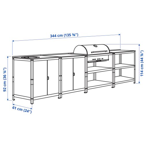 GRILLSKÄR, външна кухненска мивка + барбекю, дървени въглища, 794.968.80