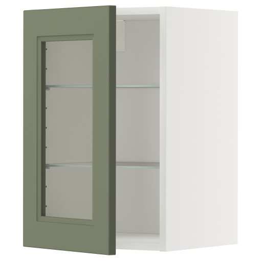 METOD, стенен шкаф с рафтове/стъкл.врата, 795.186.98