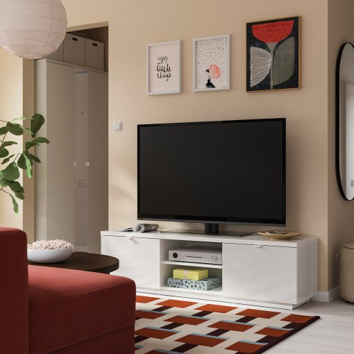 BYÅS, TV шкаф, 160x42x45 см, гланц бяло, 802.277.97