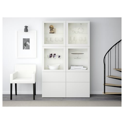 BESTÅ, комбиниран артикул за съхранение със стъклени вратички, 891.960.13