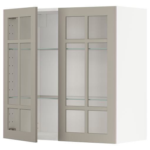METOD, стенен шкаф с рафтове/2 стъкл врати, 894.567.94