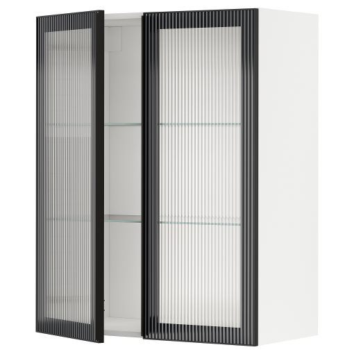 METOD, стенен шкаф с рафтове/2 стъкл. врати, 894.906.65