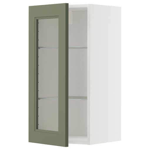 METOD, стенен шкаф с рафтове/стъкл.врата, 895.173.25