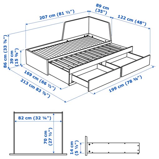 FLEKKE, кушетка с 2 чекмеджета/2 матрака, 895.214.50