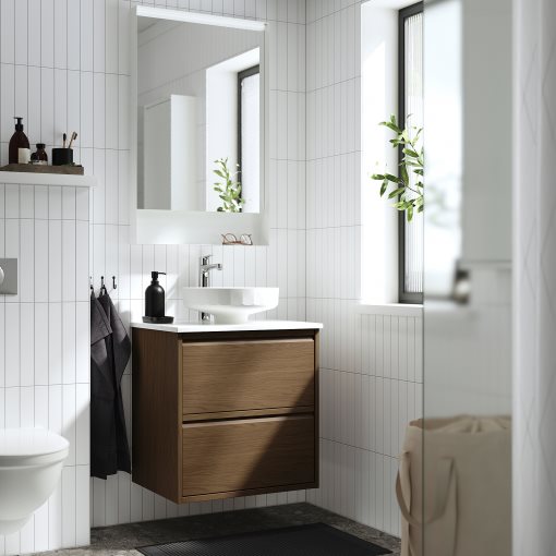 ÄNGSJÖN/LERSJÖN, шкаф за мивка+чекмеджета/мивка/смесител, 895.712.80