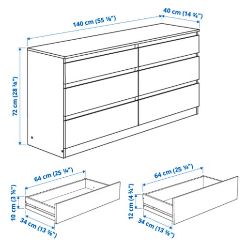 KULLEN, скрин с 6 чекмеджета, 903.092.45
