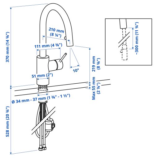 SALLSJÖN, изтеглящ се кухненски смесител, 906.089.37