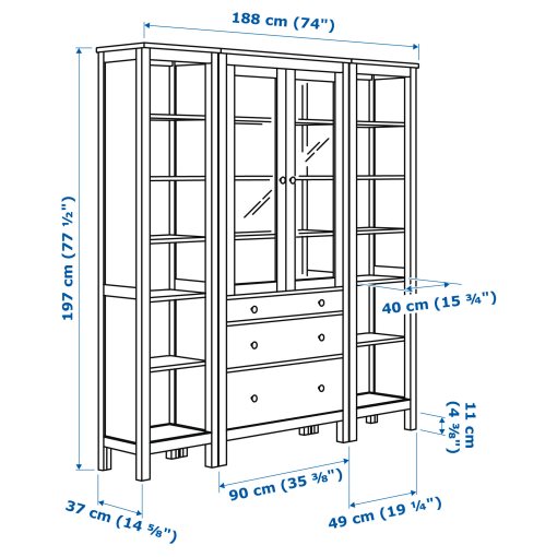 HEMNES, комбиниран артикул за съхранение с врати/чекмеджета, 992.342.55
