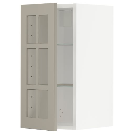METOD, стенен шкаф с рафтове/стъкл врата, 994.638.45