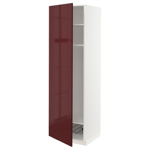 METOD, висок шкаф с рафтове/тел. кошница, 994.676.74